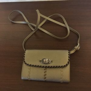 Brighton Gold Leather Organizing Crossbody Wallet
